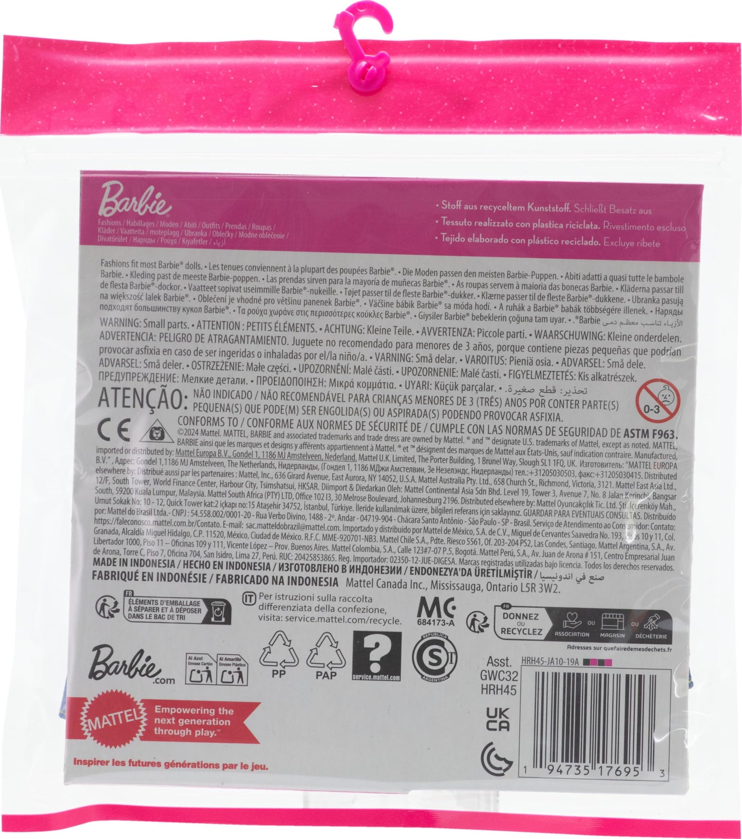 Barbie Fashions Clothing Set, 2 Denim Outfits for Fashion Doll Include Dress, Top & Shorts & 2 Accessories