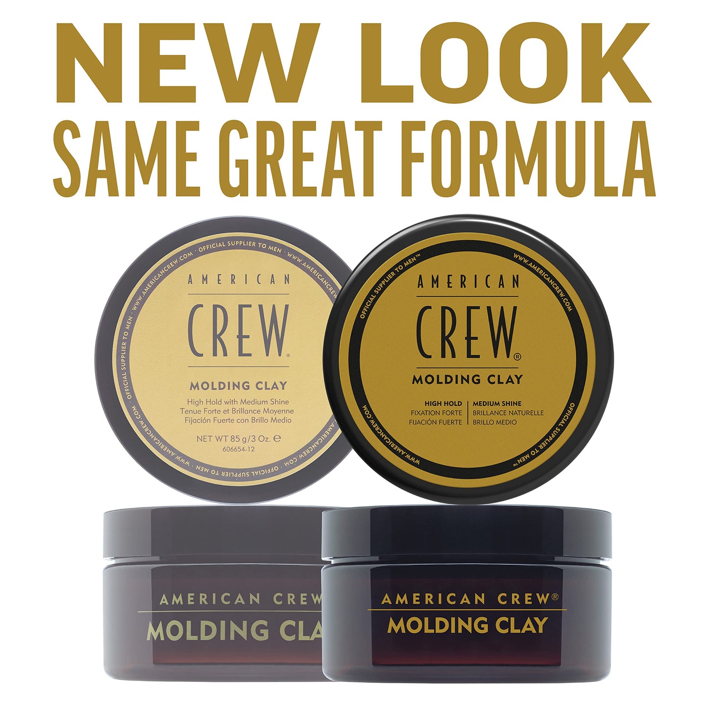 American Crew Men's Hair Molding Clay (OLD VERSION), Like Hair Gel with High Hold with Medium Shine, 3 Oz (Pack of 1)