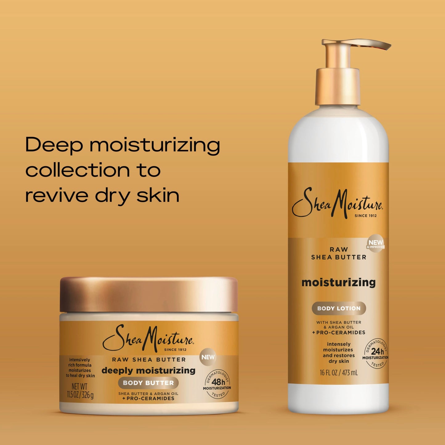 SheaMoisture Deeply Moisturizing Body Butter – Raw Shea, Argan Oil & Pro-Ceramides for 48H Hydration & Healing Dry Skin, 11.5 oz