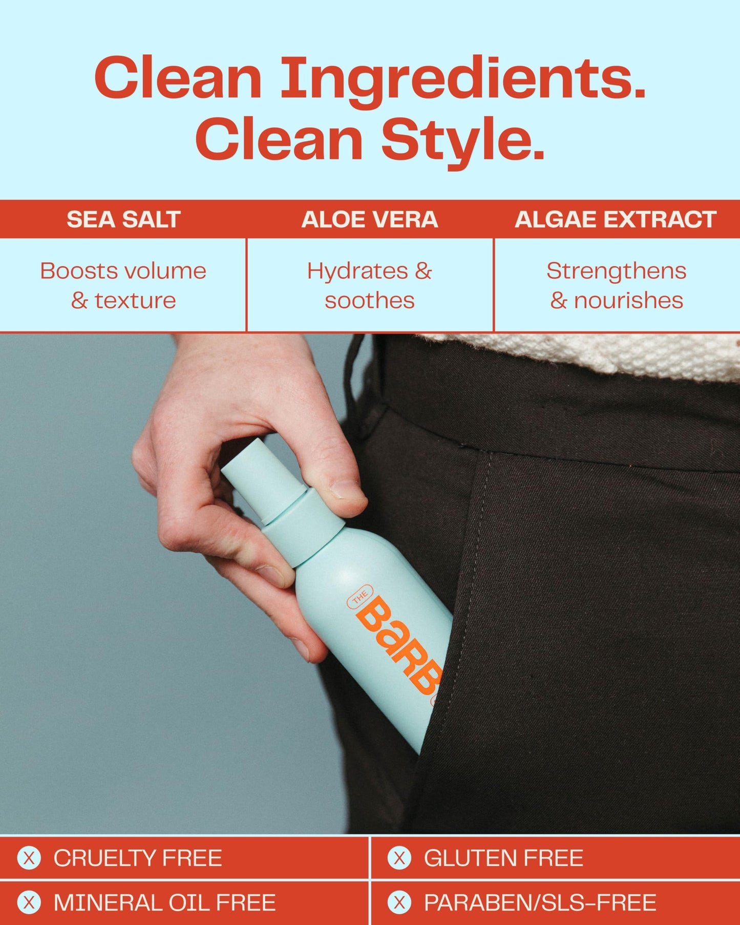 Barb Sea Salt Spray for Hair - Texturizing Beach Wave Spray for Thin and Thick Hair - Soft Matte Finish, Light Hold - Original Scent - 4 oz