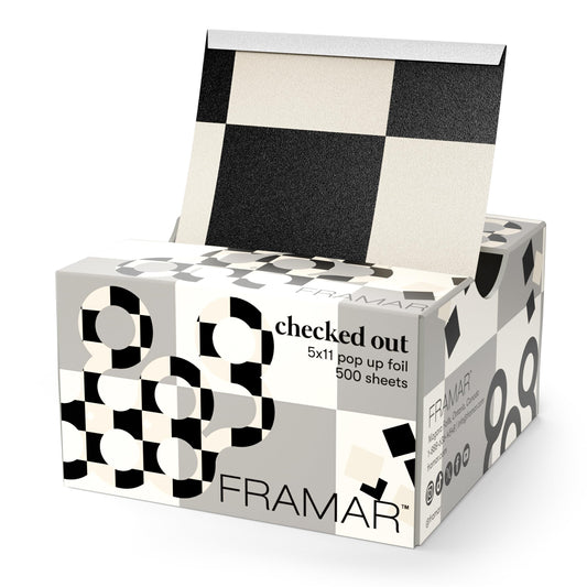 FRAMAR Checked Out Hair Foil – 500 Sheets Pop-Up Foil for Hair Highlighting, Long Hair Bleaching, Salon-Quality Foils for Stylists