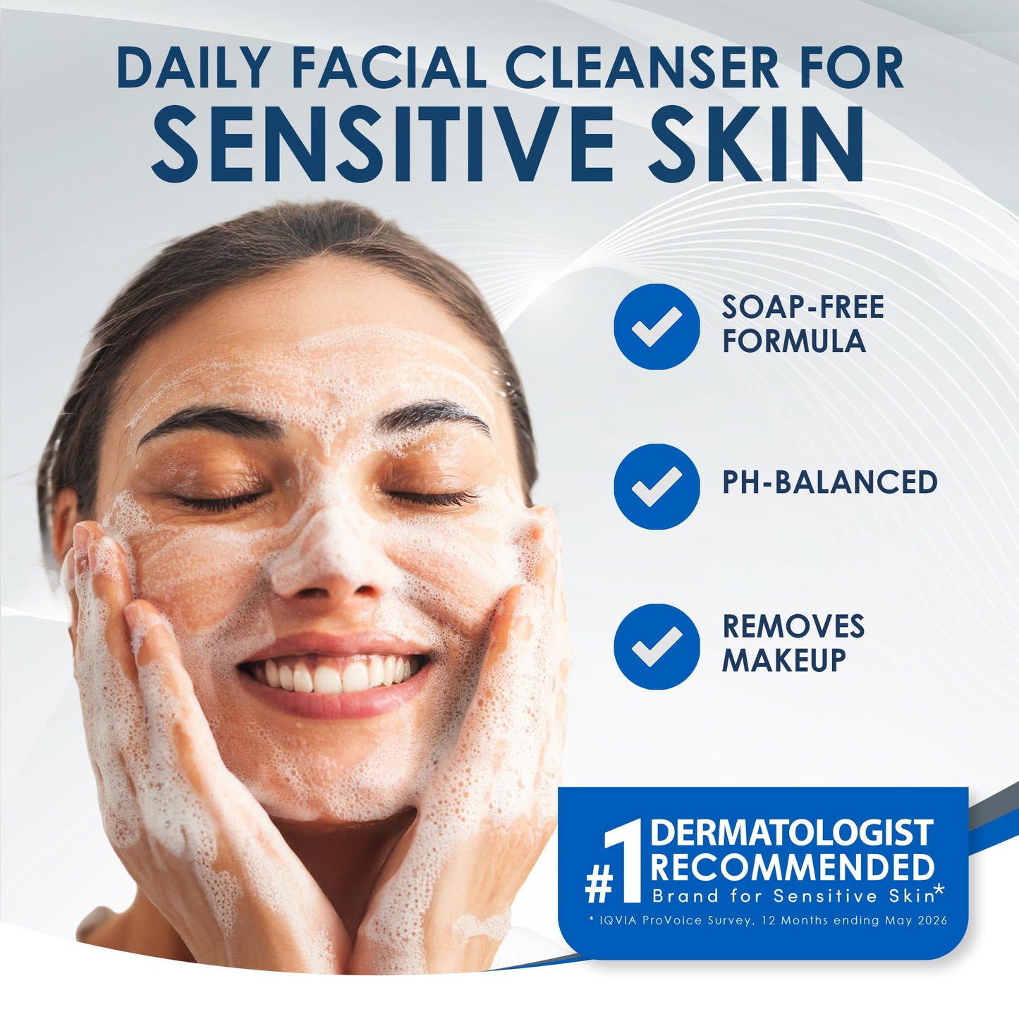 Vanicream Gentle Facial Cleanser with Pump Dispenser - 8 fl oz - Formulated Without Common Irritants for Those with Sensitive Skin