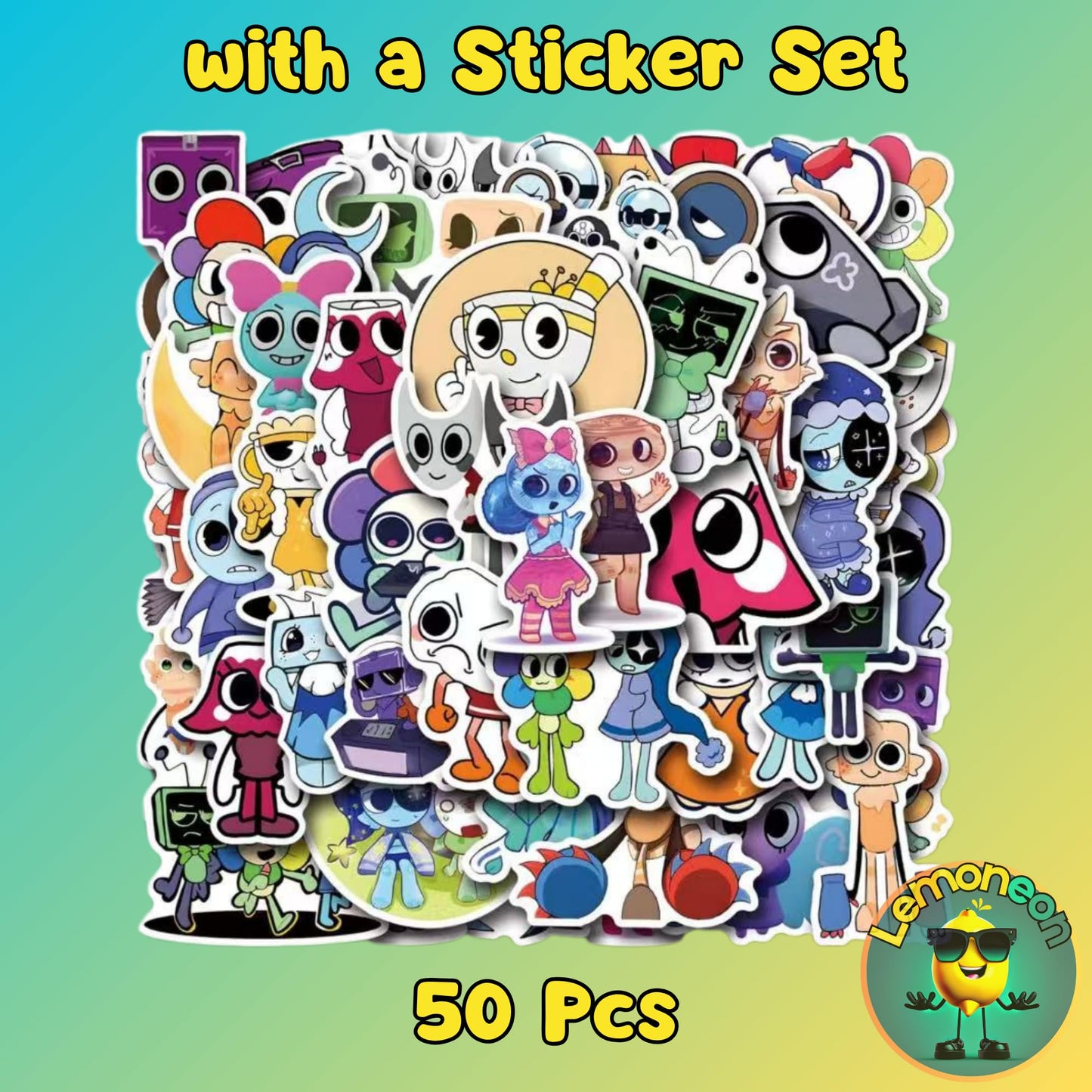 Lemoneon Dandy's World Plush 13.8" Shrimpo Plush Stuffed Figure Pillow for Video Game Fans Room Decor with a Sticker Set