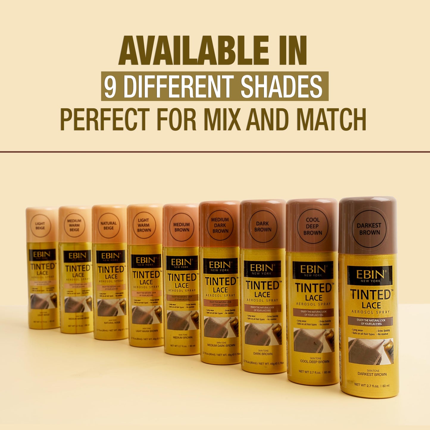 Tinted Lace Spray - Medium Brown 2.7fl.oz/80ml | Seamless Lace Blending, Quick-Dry Formula, Natural Finish for Lace Front Wigs