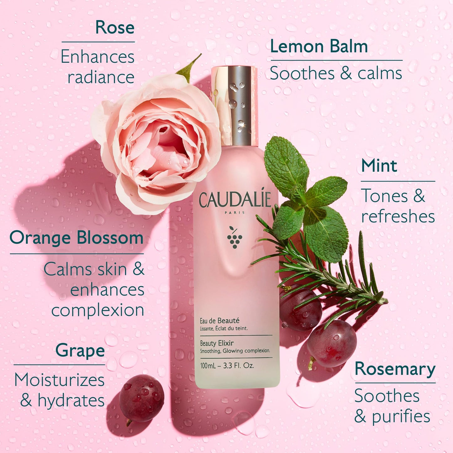 Caudalie Beauty Elixir Face Mist: Toner That Tightens Pores + Reduces Dullness + Sets Makeup - 30 mL