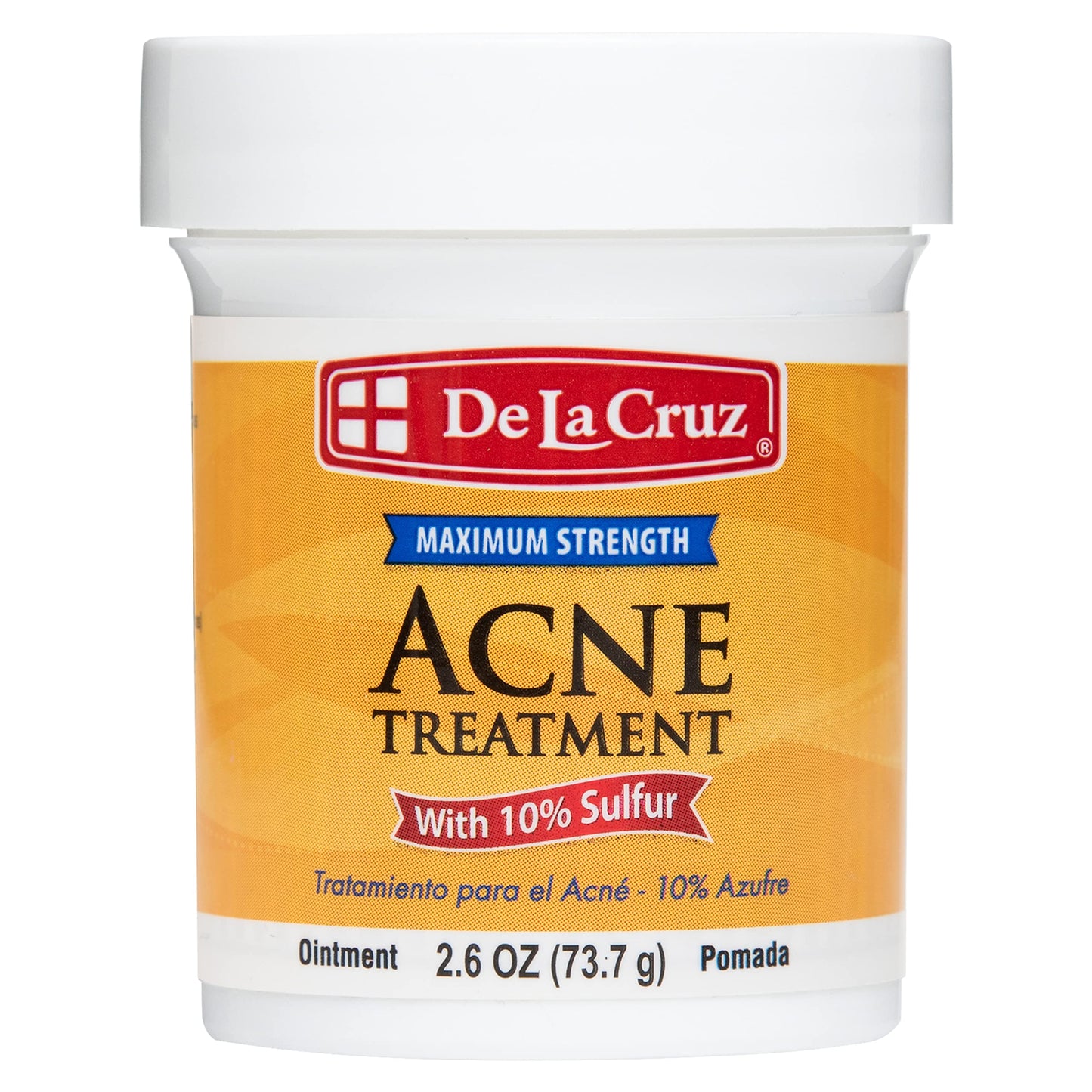 De La Cruz 10% Sulfur Ointment for Face & Body - Cystic Acne Spot Treatment Mask, Daily 10-Min Hormonal Acne Solution, 2.6 oz