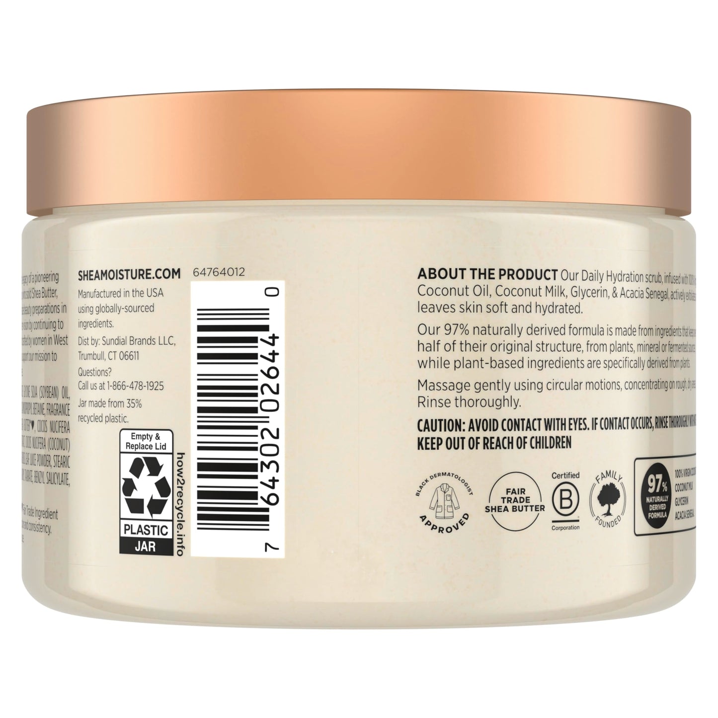 SheaMoisture Shea Sugar Body Scrub For Nourish And Replenish Skin Virgin Coconut Oil Daily Hydrating Body Scrub With 24h Shea Moisture Nutrients 12 oz