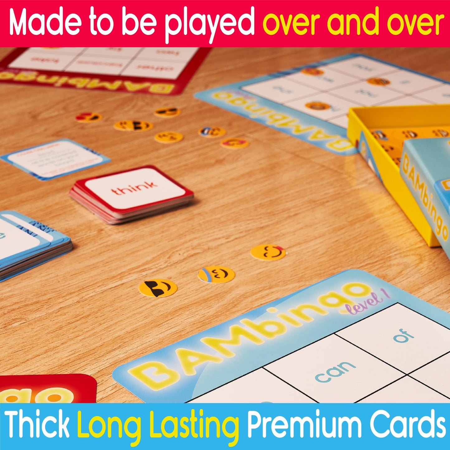 THE BAMBINO TREE Sight Word Bingo Game Levels 1 & 2 - Fun Educational Reading Game for Kids, Kindergarten & 1st Grade - Dolch & Fry Word Lists