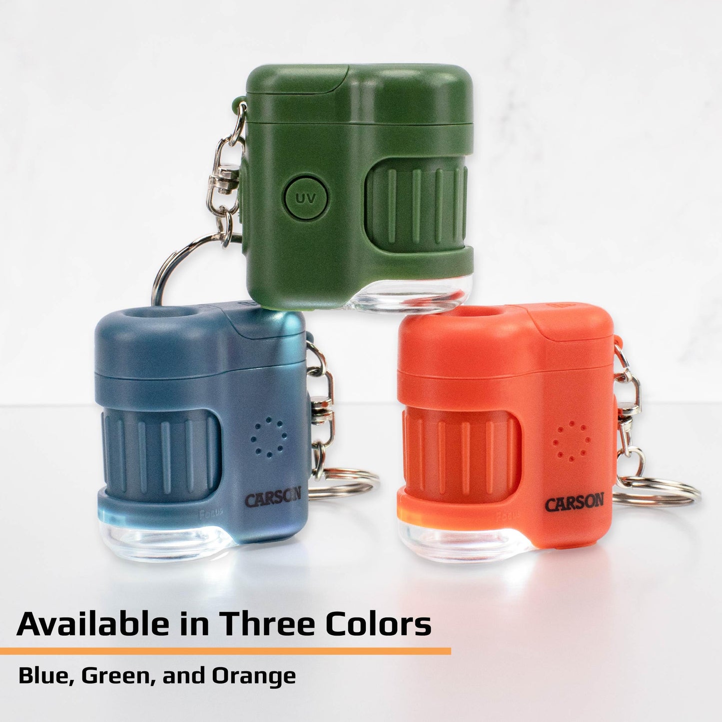 Carson MicroMini 20x LED Lighted Pocket Microscope with Built-in UV and LED Flashlight, Green (MM-280G), Large