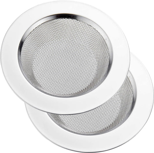 LASSHSWA 2-Pack Stainless Steel Kitchen Sink Strainers – 4.5" Wide Rim Drain Strainers for Kitchen Sinks