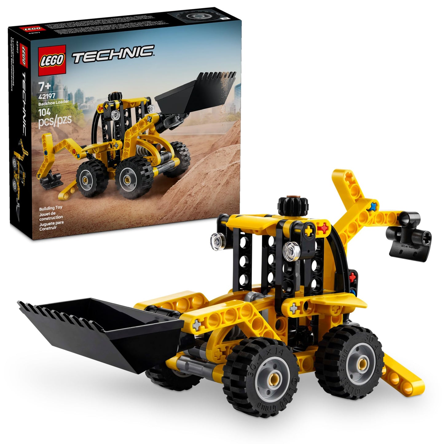 LEGO Technic Backhoe Loader 42197 – Construction Building Set for Kids 7+, Usable Scoop & Digger, Educational Birthday Gift