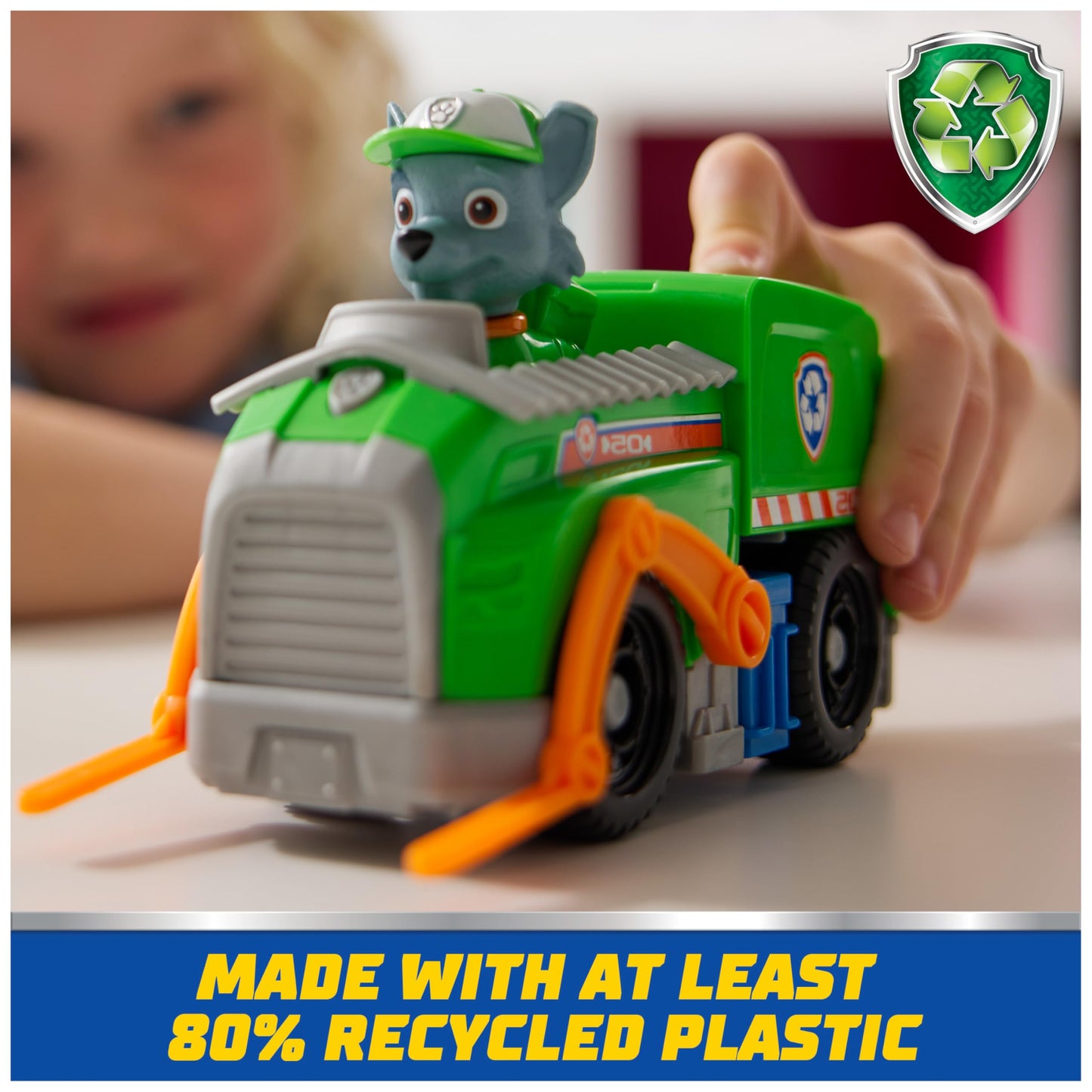 Paw Patrol, Rocky’s Recycle Truck, Toy Vehicle with Collectible Action Figure, Sustainably Minded Kids Toys for Boys & Girls Ages 3 and Up