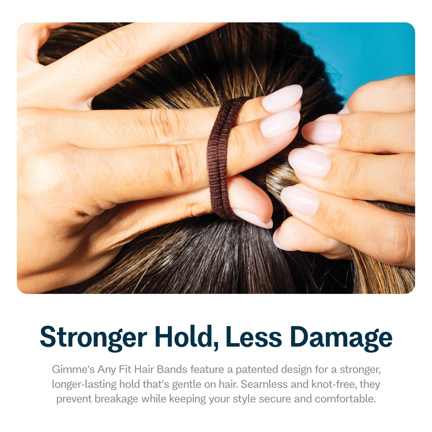 Gimme Beauty Medium Hair Bands – Seamless Nylon & Spandex, No-Snag, No-Dent Ponytail Holders for All Hair Types, Dark Brown (12 Pack)