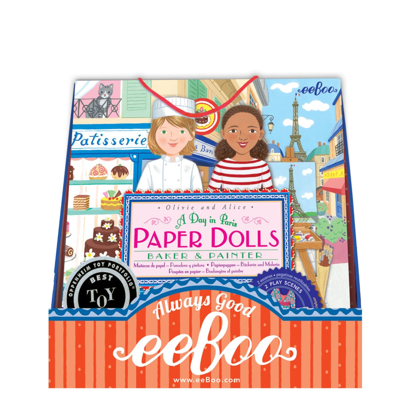eeBoo Baker & Painter Paper Dolls Set – Reusable, Heavy-Duty Board, 2-Sided Stand-Up Scene, Creative Play for Kids 5+