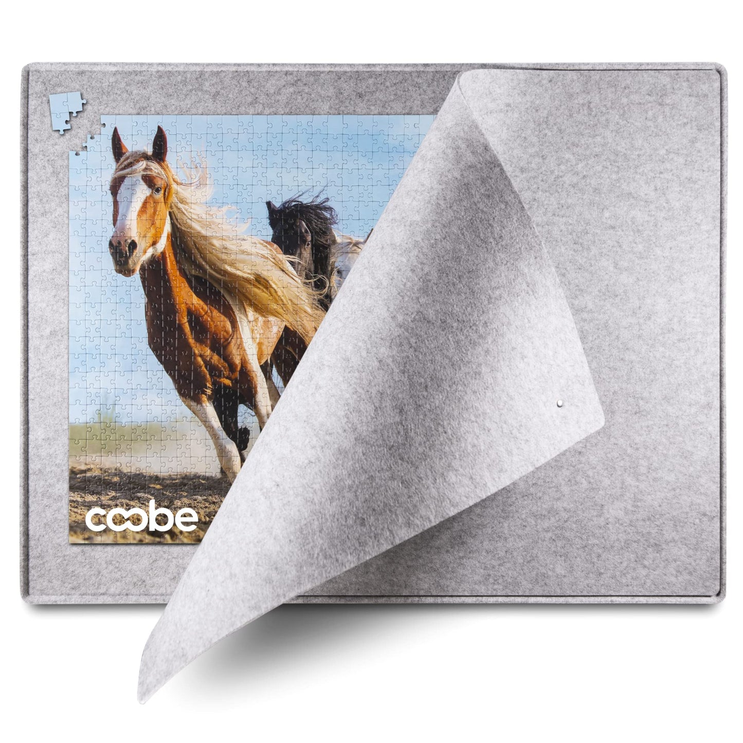 1000 Piece Jigsaw Puzzle Boards Portable, Puzzle Mat with Cover, Lightweight Puzzle Tray Storage System, Felt Table Top by Coobe (Gray)