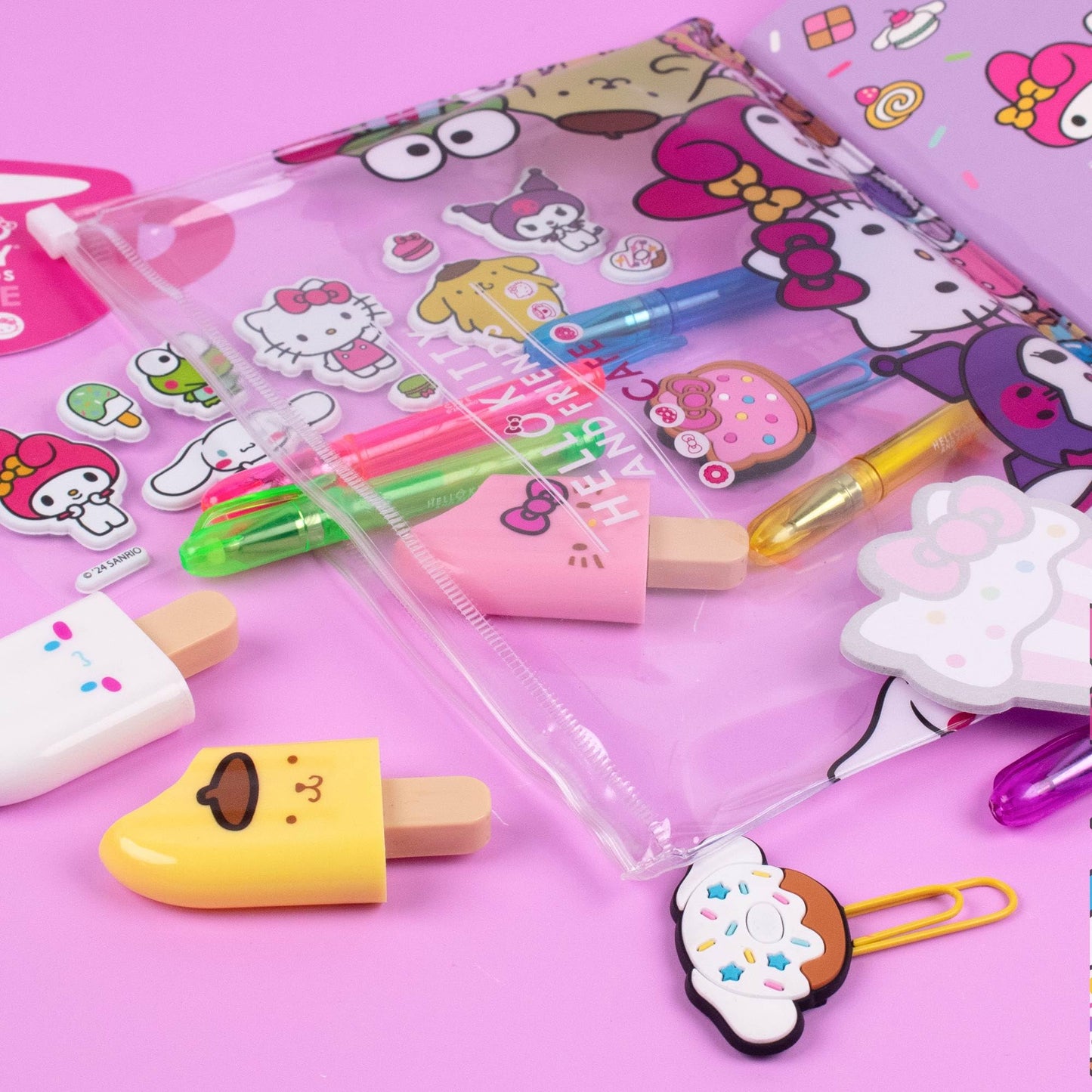 Hello Kitty & Friends 22-Piece Cafe Stationery Set – Cute School Supplies, Notebook, Squishy Stickers & Fun Accessories