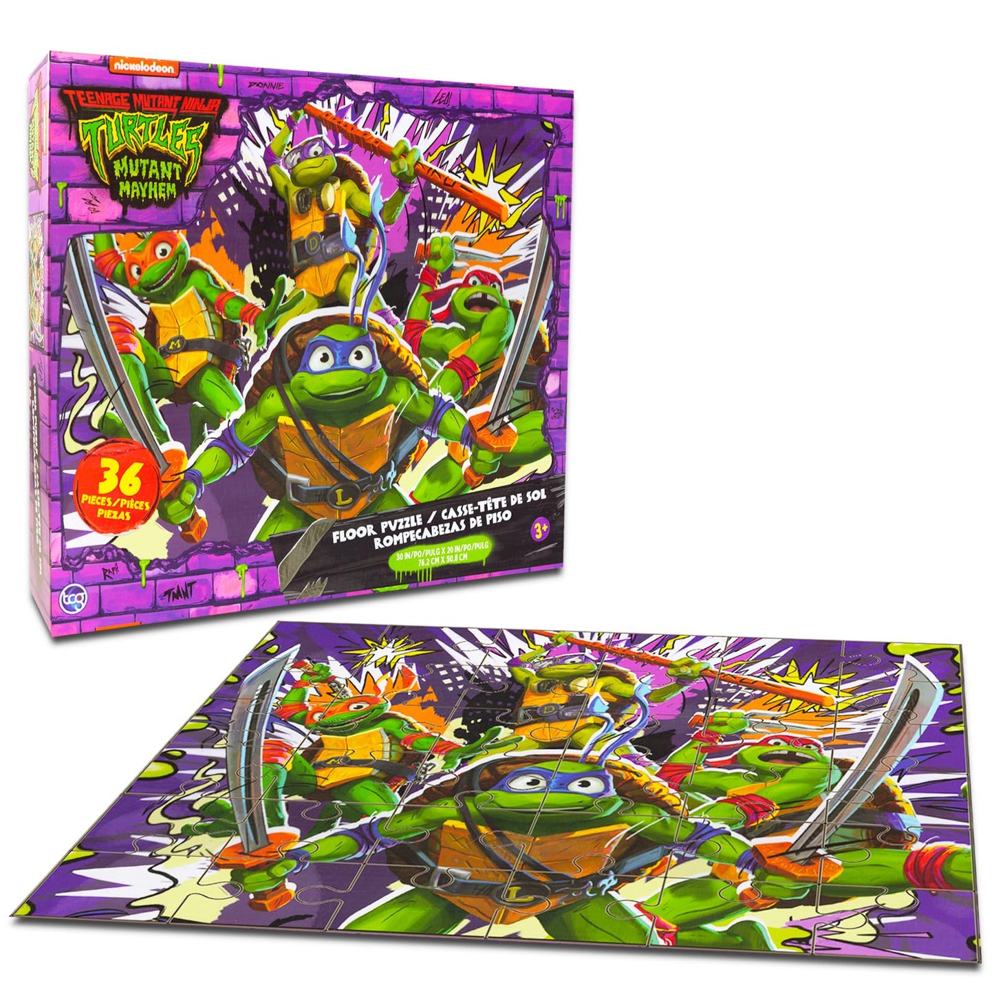 Teenage Mutant Ninja Turtles Floor Puzzle – 36-Piece TMNT Puzzle Set with Stickers, Fun Activity for Kids Ages 4-8