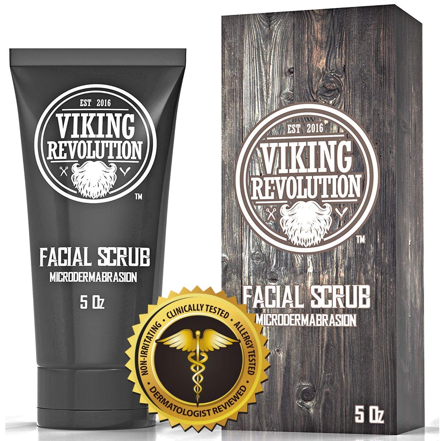 Viking Revolution Men's Face Scrub - Microdermabrasion Cleanser for Exfoliating, Deep Cleansing, Blackhead, Acne & Pre-Shave Care
