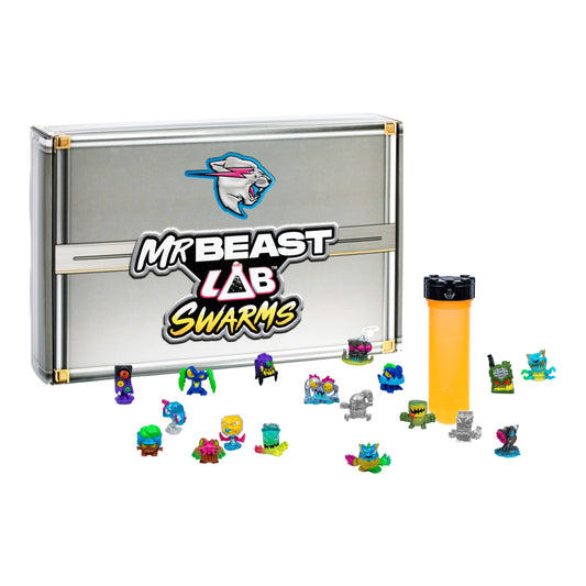 MrBeast Lab Swarms Series 2 Atomic Cash Case – 18 Collectible Micro Beasts with Ultra Rare & Special Edition Figures, 1" for Kids 5+