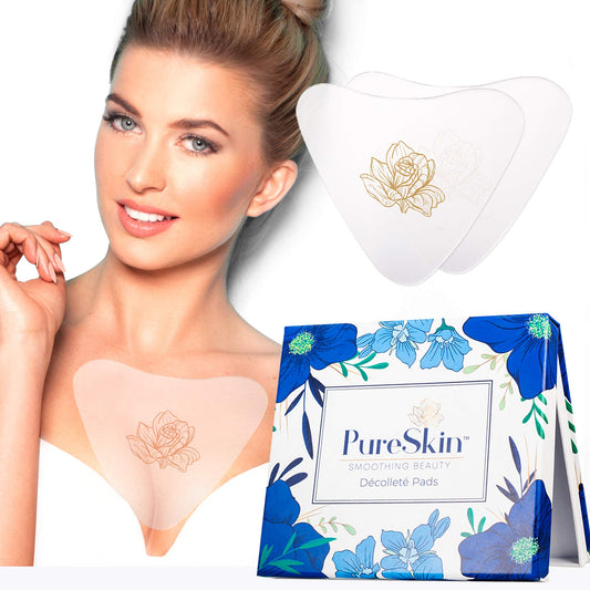 PureSkin 4-Pack Chest Wrinkle Pads – Silicone Anti-Wrinkle Patches for Decollete, Side-Sleeping, & Chest Lines