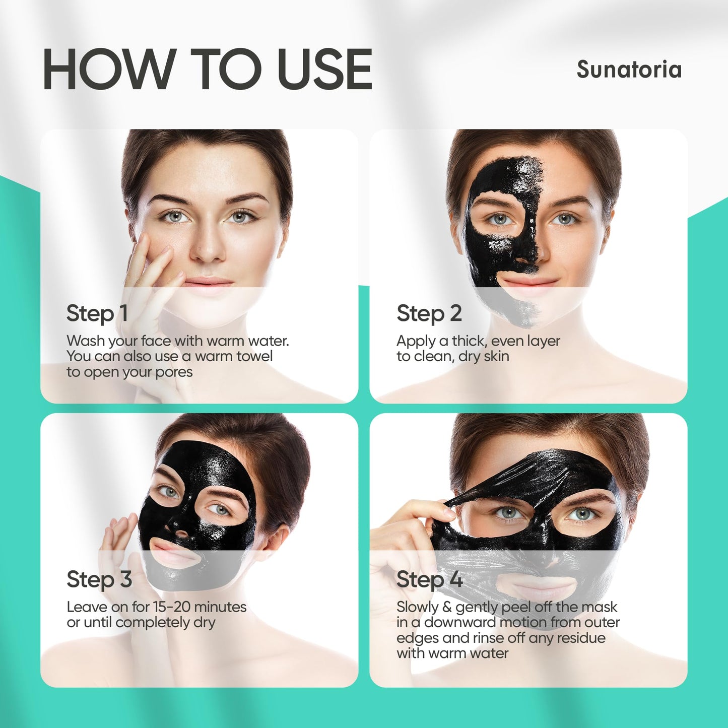 SUNATORIA Activated Charcoal Peel-Off Mask - Deep Pore Blackhead Remover for Men & Women, Nose & Face Care, Pore Cleaner