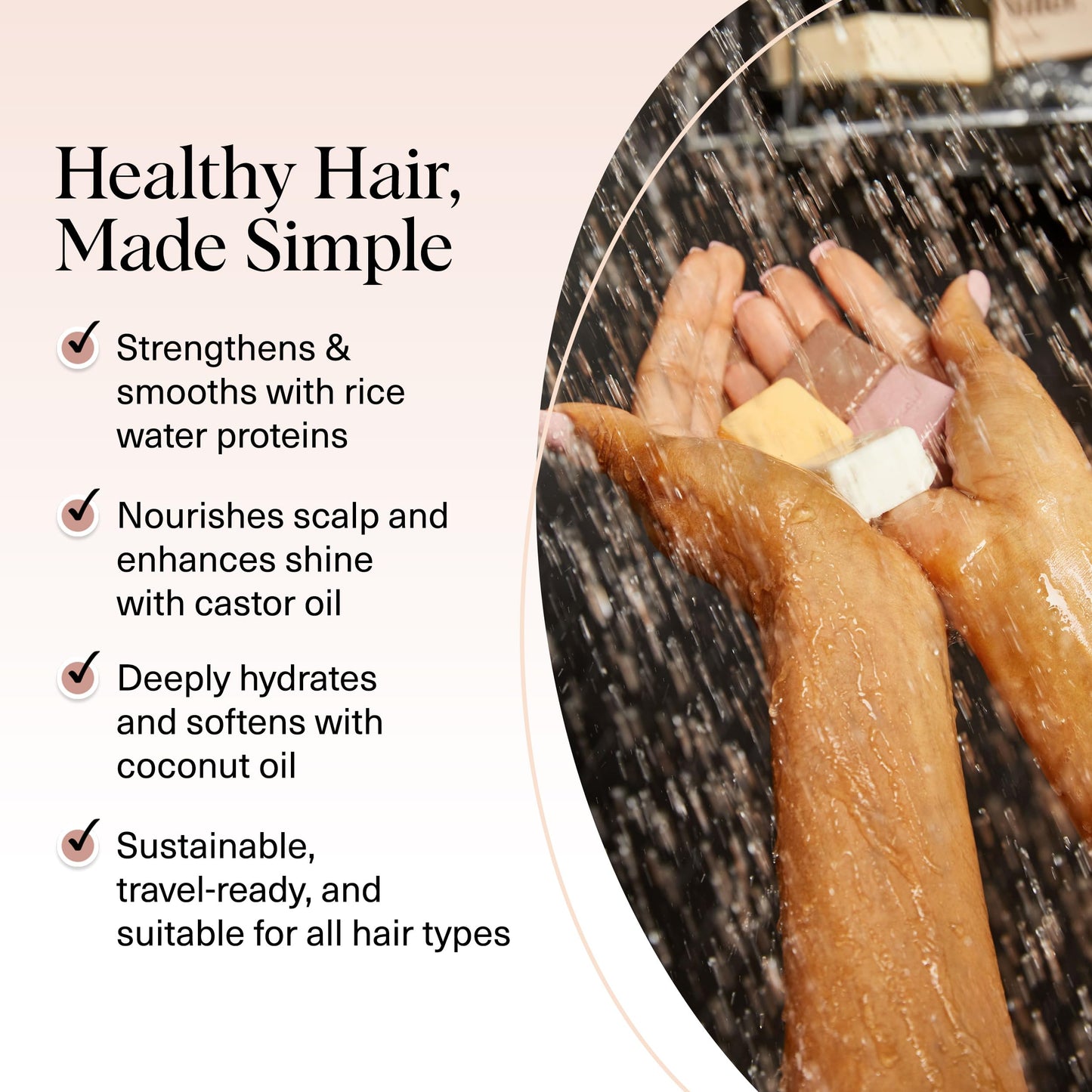 Kitsch Shampoo & Conditioner Bar Set – 4pc Sampler with Rice Water, Castor Oil & Coconut Oil – Bottle-Free Hair Care for Growth, Repair & Hydration