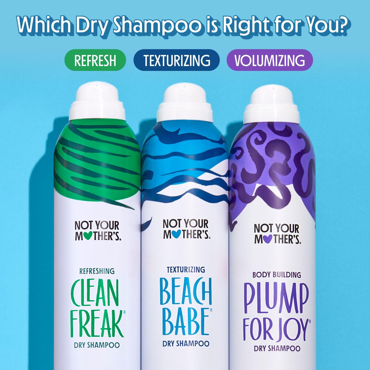 Not Your Mother's Dry Shampoo Spray 3-Pack – Clean Freak, Plump for Joy & Beach Babe – Absorbs Oil, Refreshes Hair & Extends Style, 7 oz Each