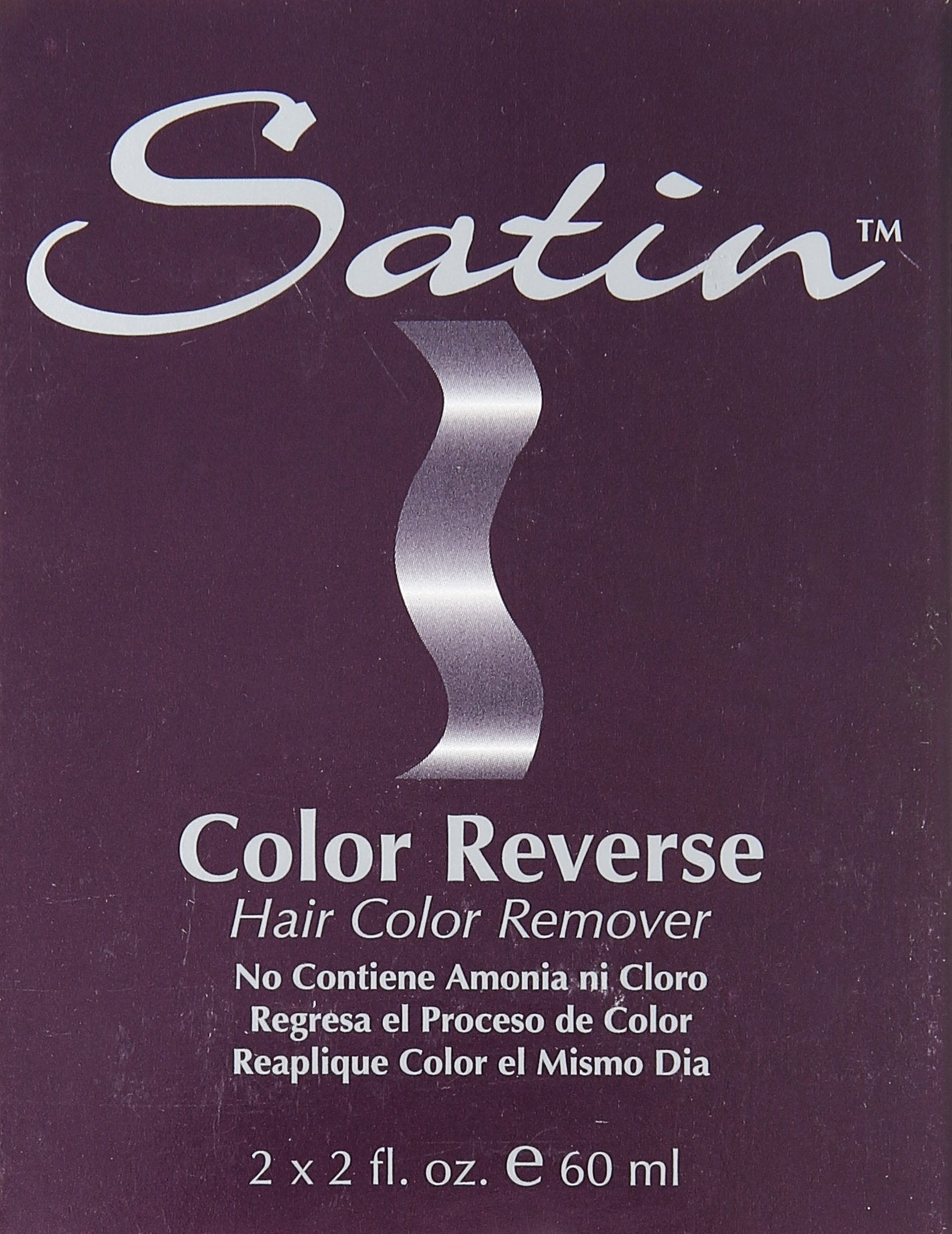 Satin Color Reverse hair color remover packaging on a purple background