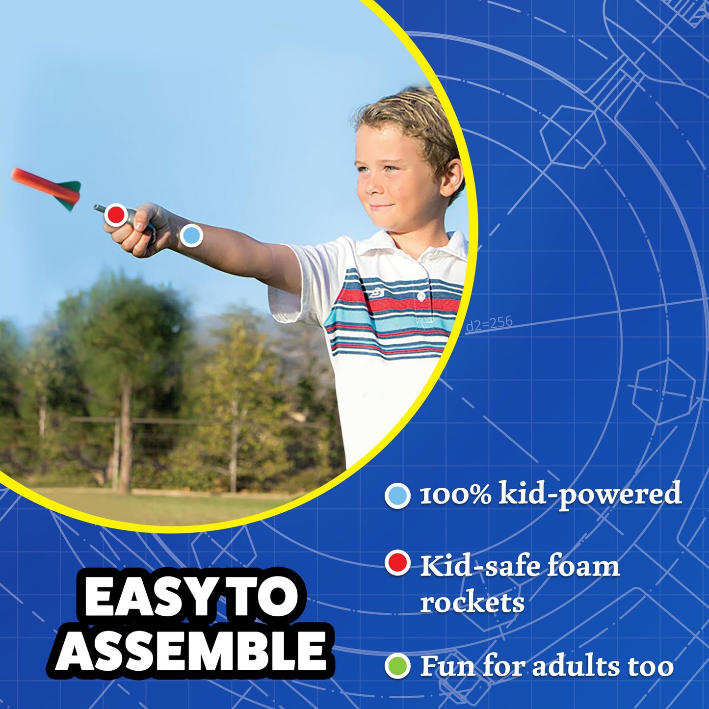 Stomp Rocket Squeeze Rocket 8-Player Party Pack – 8 Launchers, 40 Foam Rockets, STEM Outdoor Toy for Kids Ages 4+, Fun Backyard Gift