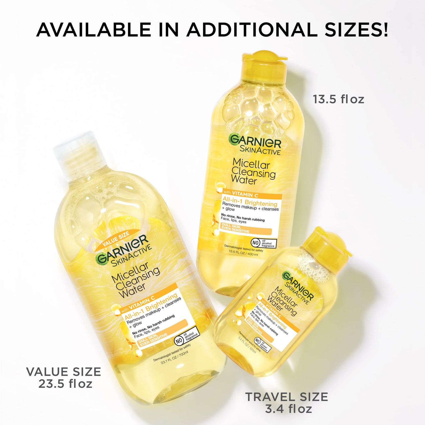 Garnier Micellar Water with Vitamin C – Brightening & Hydrating Makeup Remover & Facial Cleanser, Vegan & Cruelty-Free, 13.5 fl oz