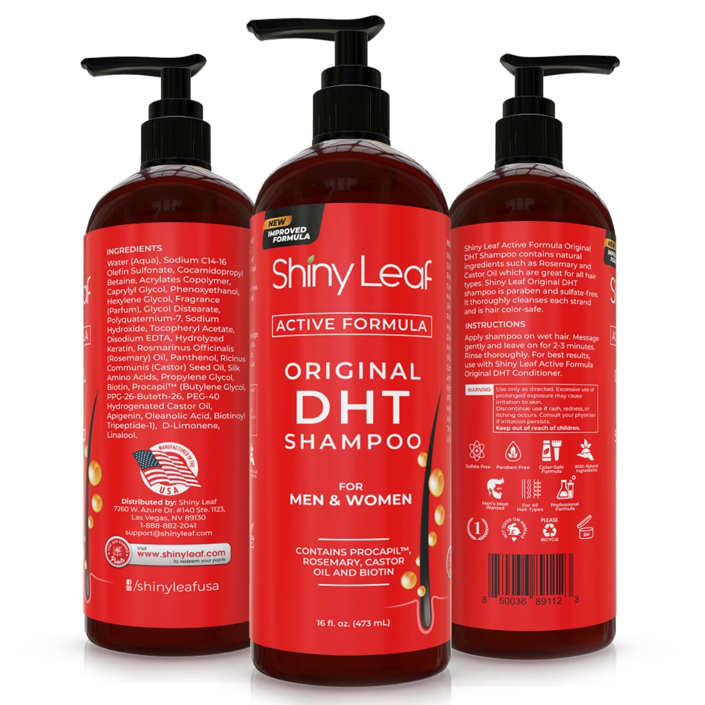 Anti-Hair Loss Shampoo With Biotin, for Men & Women - Sulfate-Free, Natural DHT Blocking Formula for Hair Growth, Thinning Hair Prevention, 16 Oz