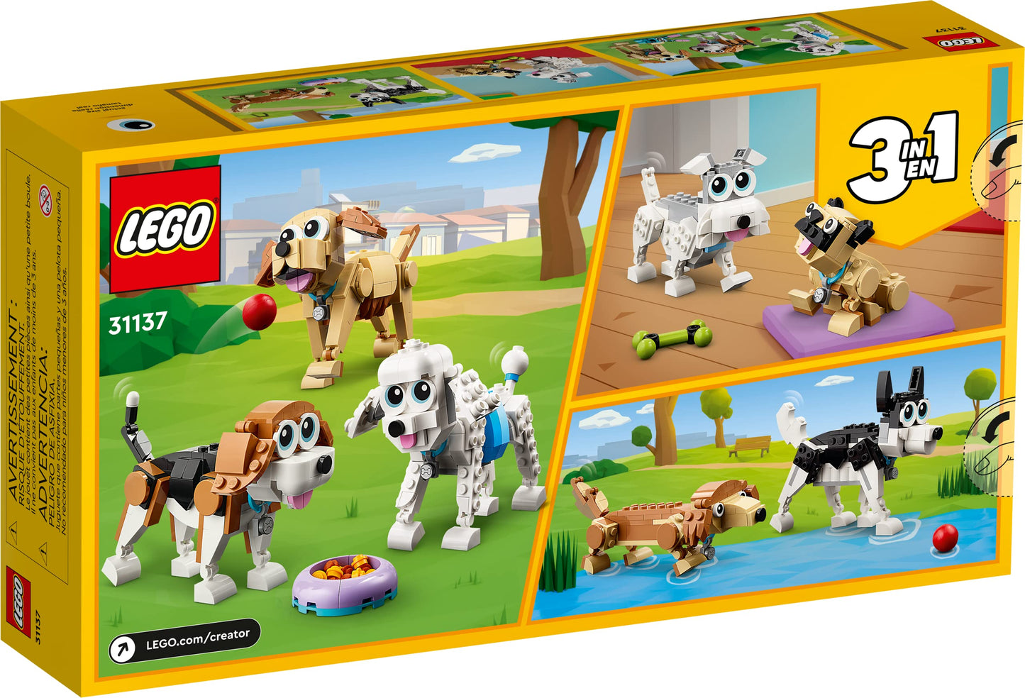 LEGO Creator 3 in 1 Adorable Dogs Building Toys - Pretend Play Toys for Girls & Boys, Ages 7+ Years - Kids Learning & Educational Sets - Gift Ideas - 31137