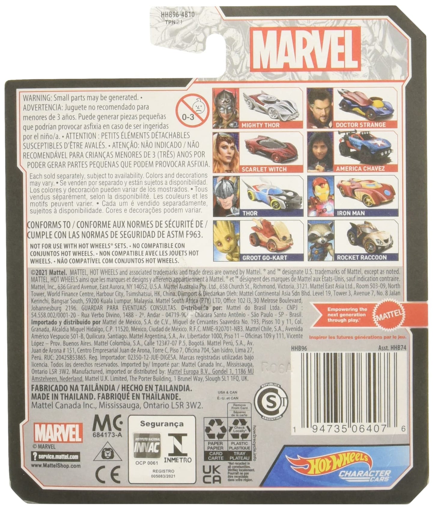 Hot Wheels Character Cars Marvel Rocket