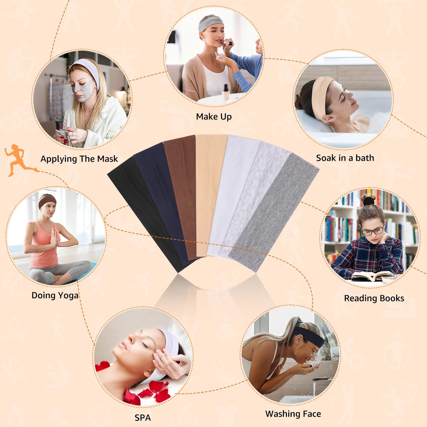 DiyJibb Women’s Headbands – 7 Pack Stretchy Non-Slip Cotton Hair Bands for Yoga, Running, Sports & Workouts – Soft & Comfortable