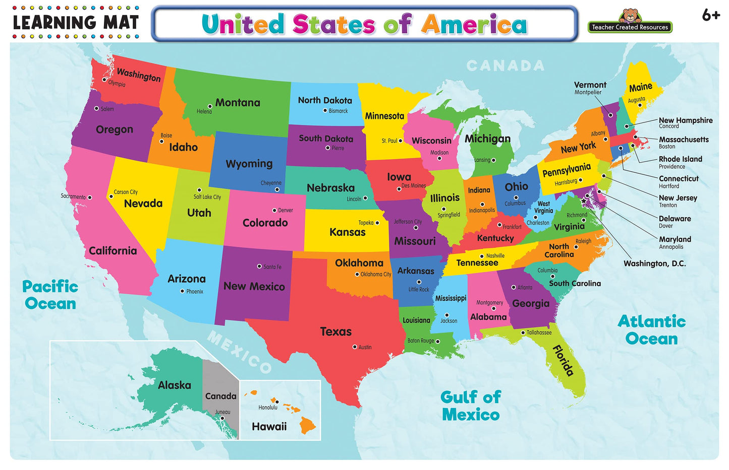 Teacher Created Resources United States of America Map Learning Mat