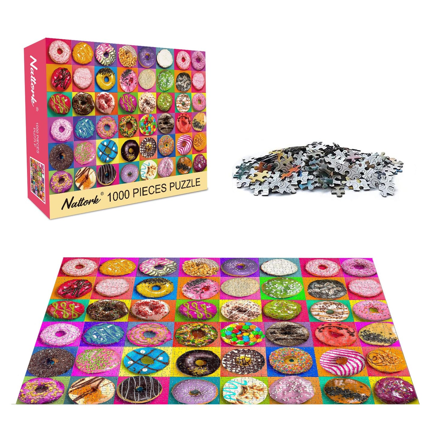 Jigsaw Puzzles 1000 Pieces for Adults, Families (Donuts) Pieces Fit Together Perfectly