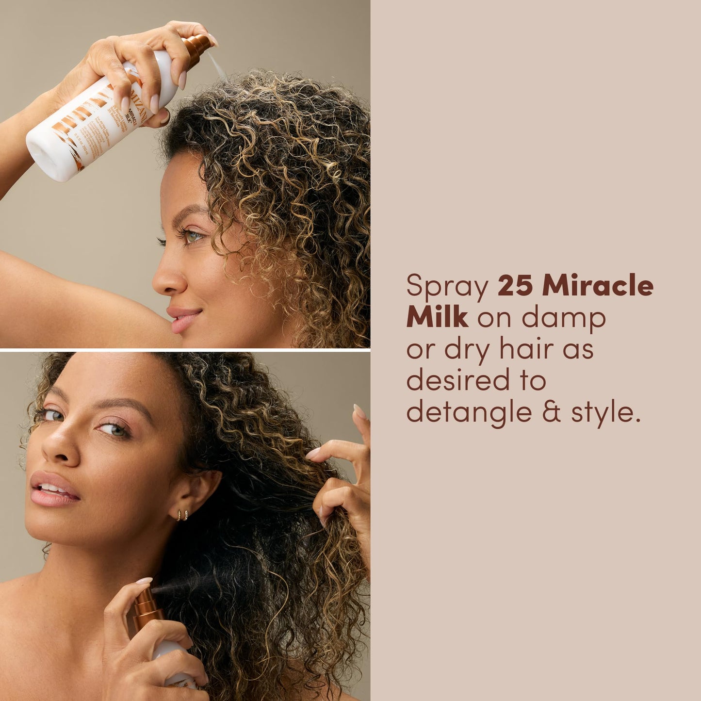 Mizani 25 Miracle Milk Leave-In Conditioner Spray – Anti-Frizz Detangler & Heat Protectant with Coconut Oil for Curly, Dry or Frizzy Hair, 8.6 Fl Oz