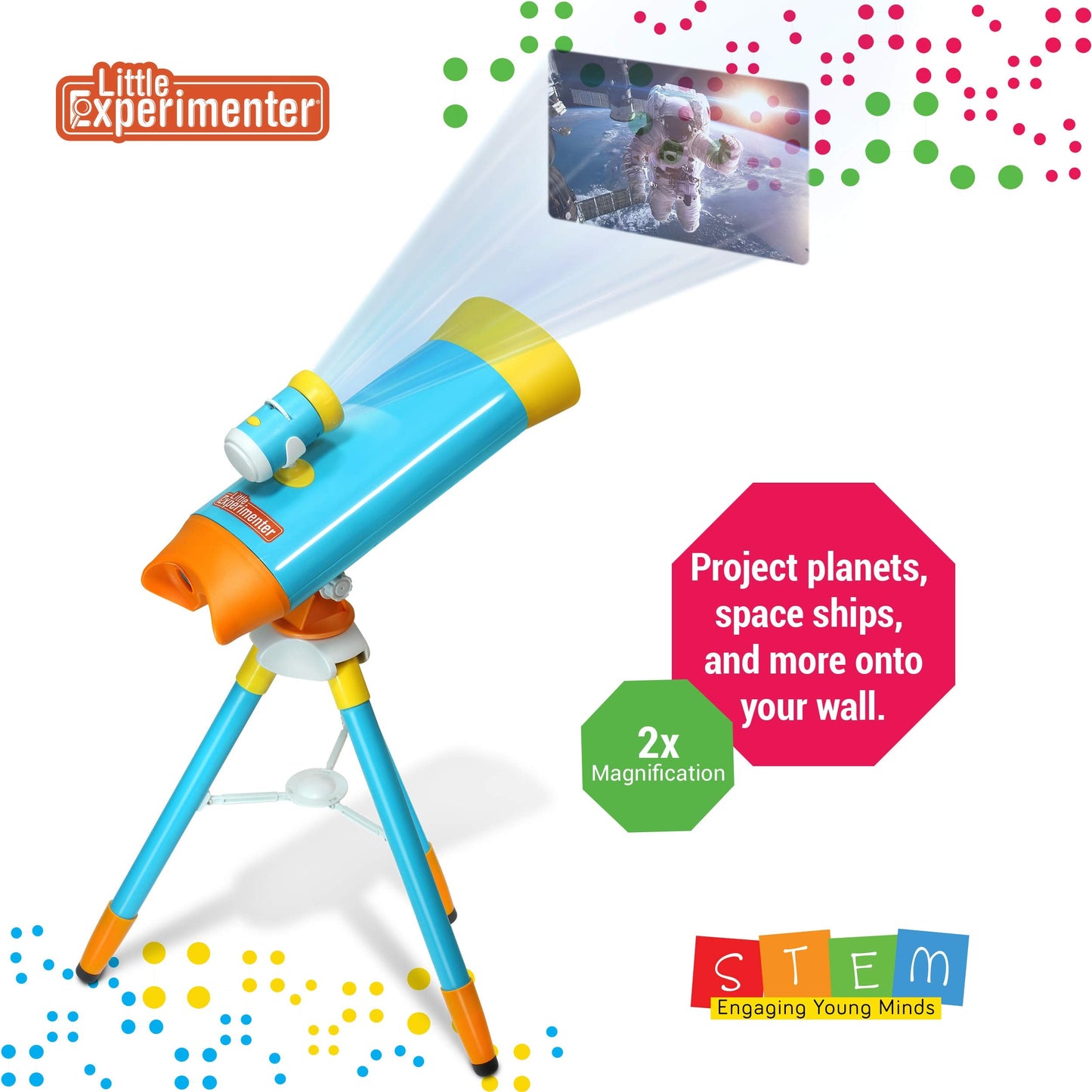 Little Experimenter Kids Telescope with Projector, 24 Space Images & Educational Book | STEM Science Toy & Learning Gift Ages 3–12