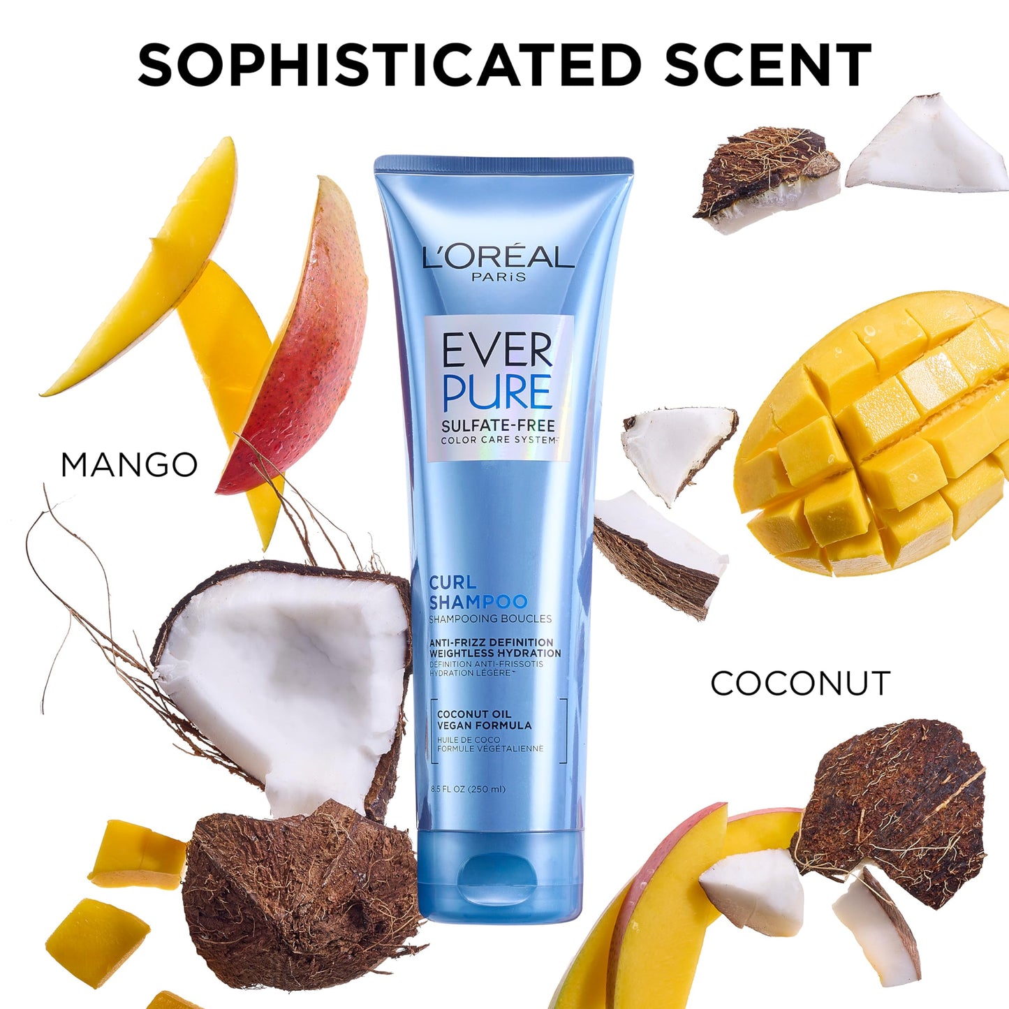 L'Oreal Paris EverPure Sulfate-Free Shampoo & Conditioner Set for Curly Hair, Anti-Frizz with Coconut Oil, 8.5 Fl Oz Each, 2-Pack