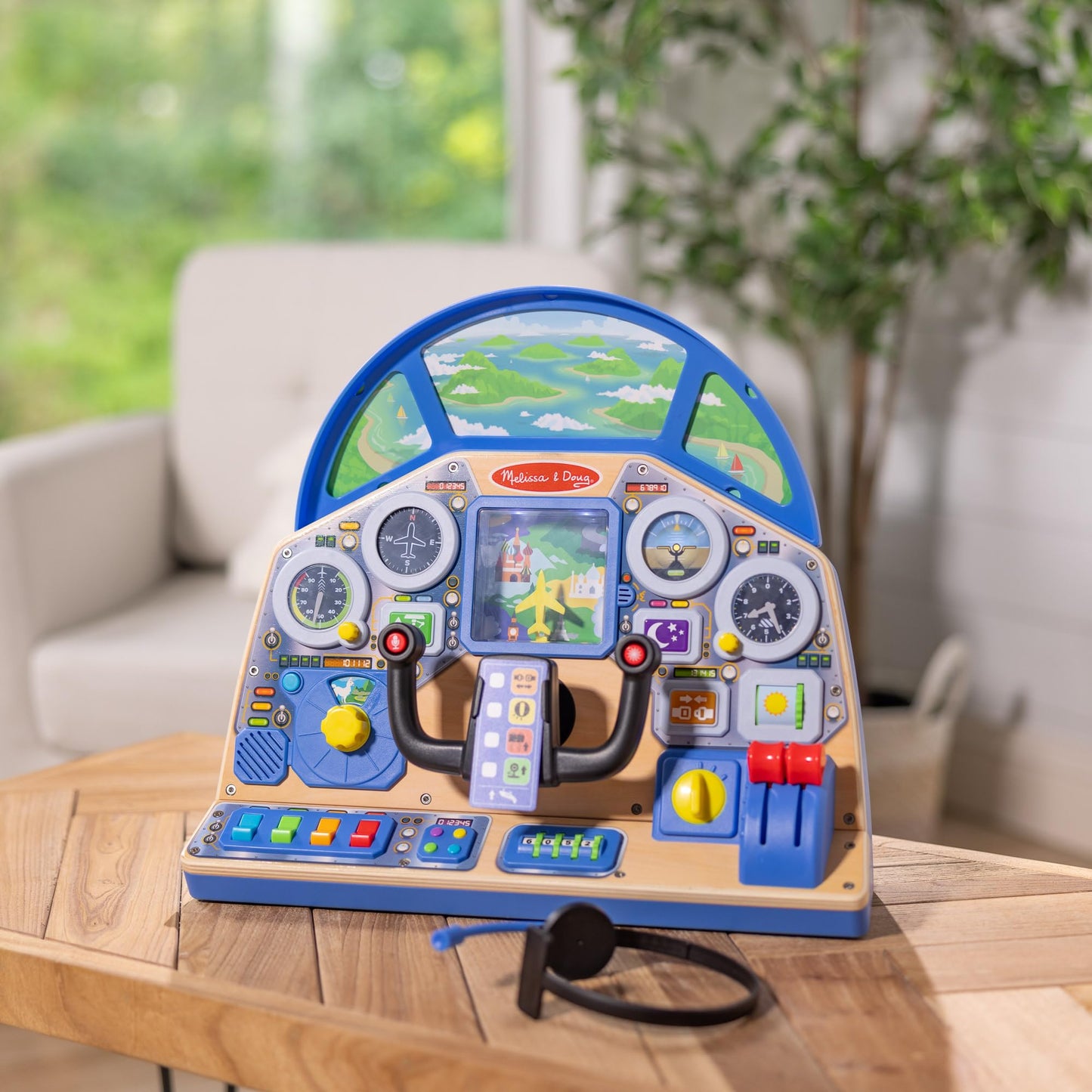 Melissa & Doug Jet Pilot Interactive Dashboard Wooden Toy for Boys and Girls Ages 3+ - FSC Certified