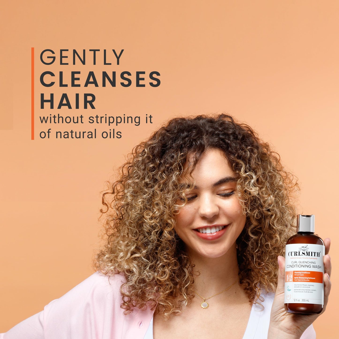 CURLSMITH Curl Quenching Conditioning Wash – Sulfate-Free Co-Wash Cleanser, Gently Hydrates & Nourishes All Curl Types, Vegan & Cruelty-Free, 3 oz