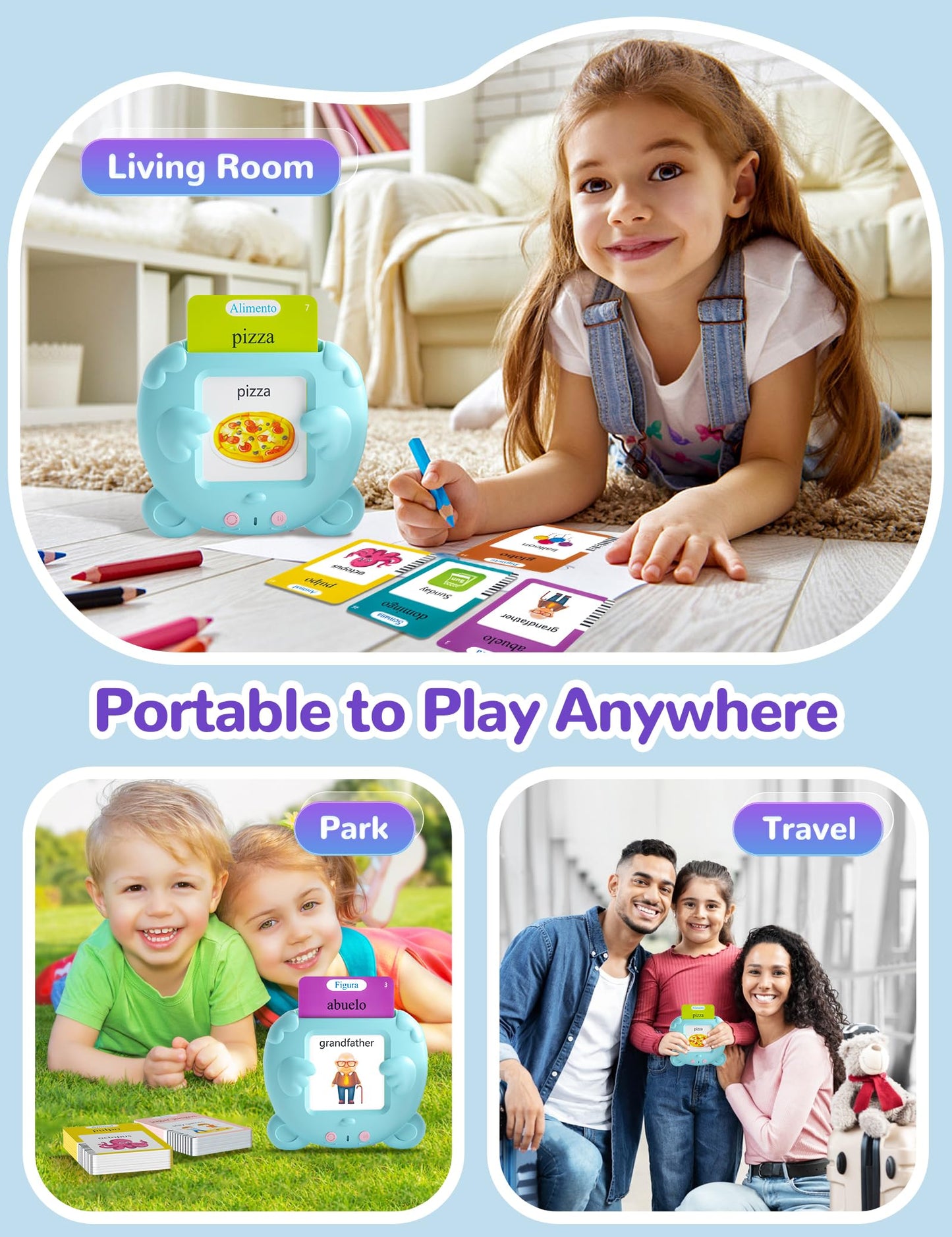 Spanish & English Talking Flash Cards for Toddlers – 510 Sight Words, Bilingual Learning & Autism Speech Therapy Educational Toys