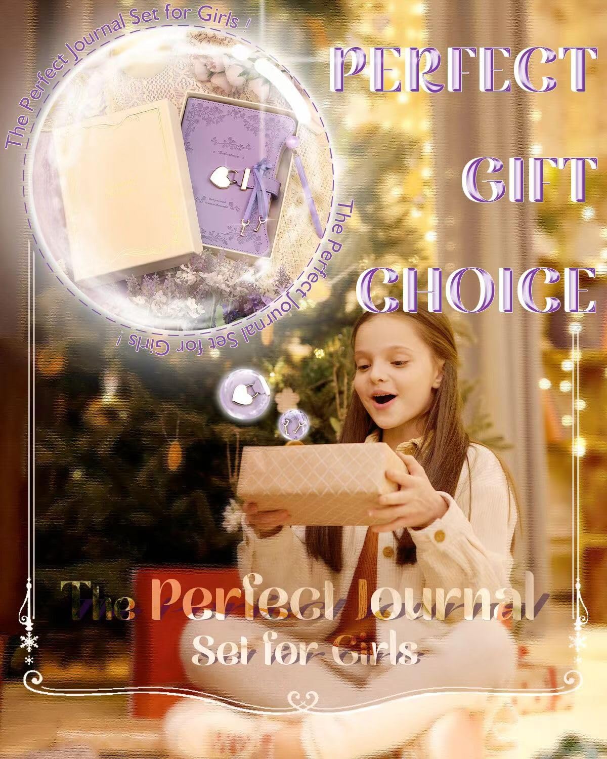 SCI Girls’ Locking Diary with Pen – 360 Pages Journal, Cute Lavender Purple Gift for Ages 8-14, Teen Girls Secret Journal Set