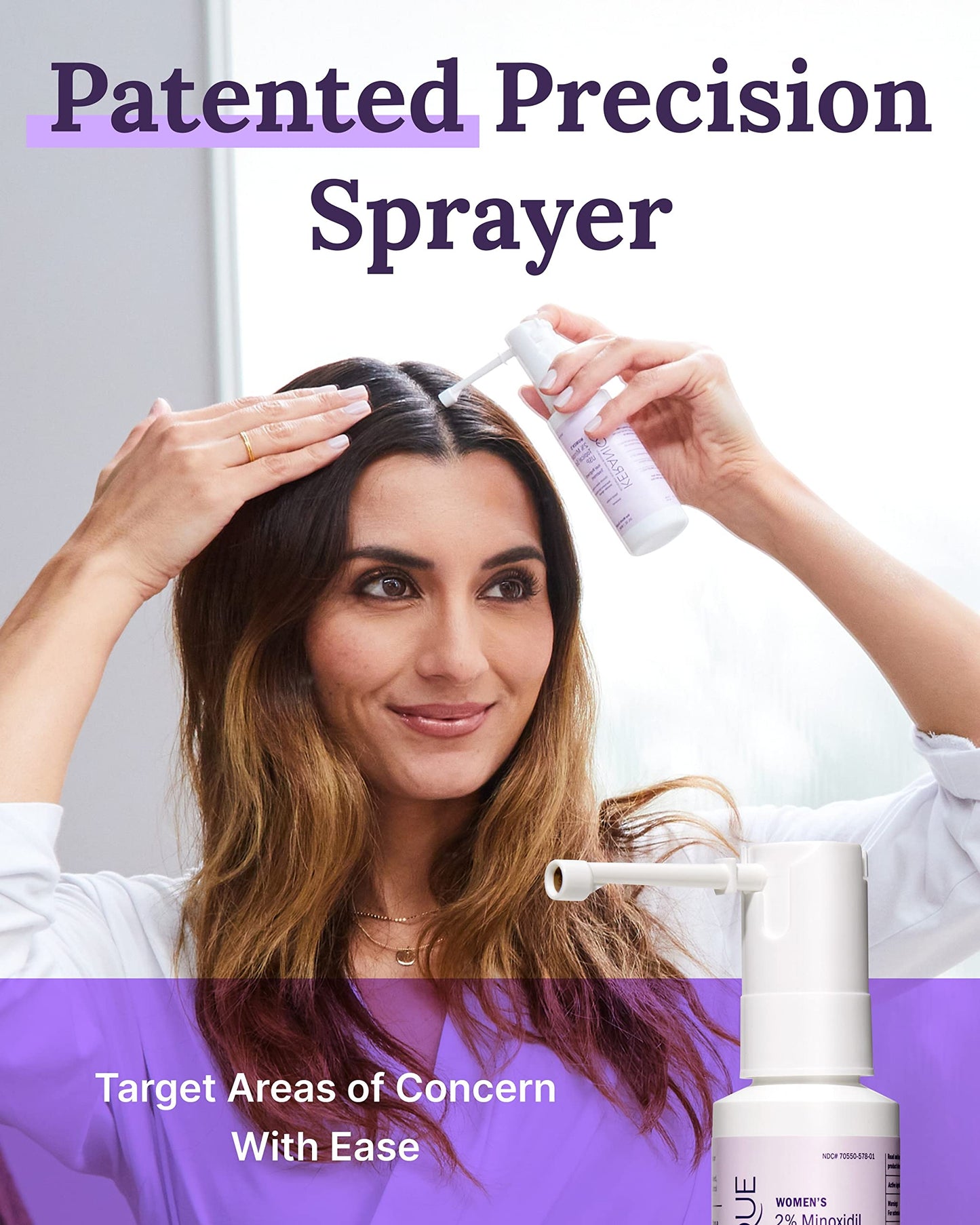 Keranique Hair Regrowth Treatment for Women with 2% Minoxidil - Promotes Thicker, Fuller Hair - Precision Spray for Hair Loss & Thinning, 2 Fl Oz