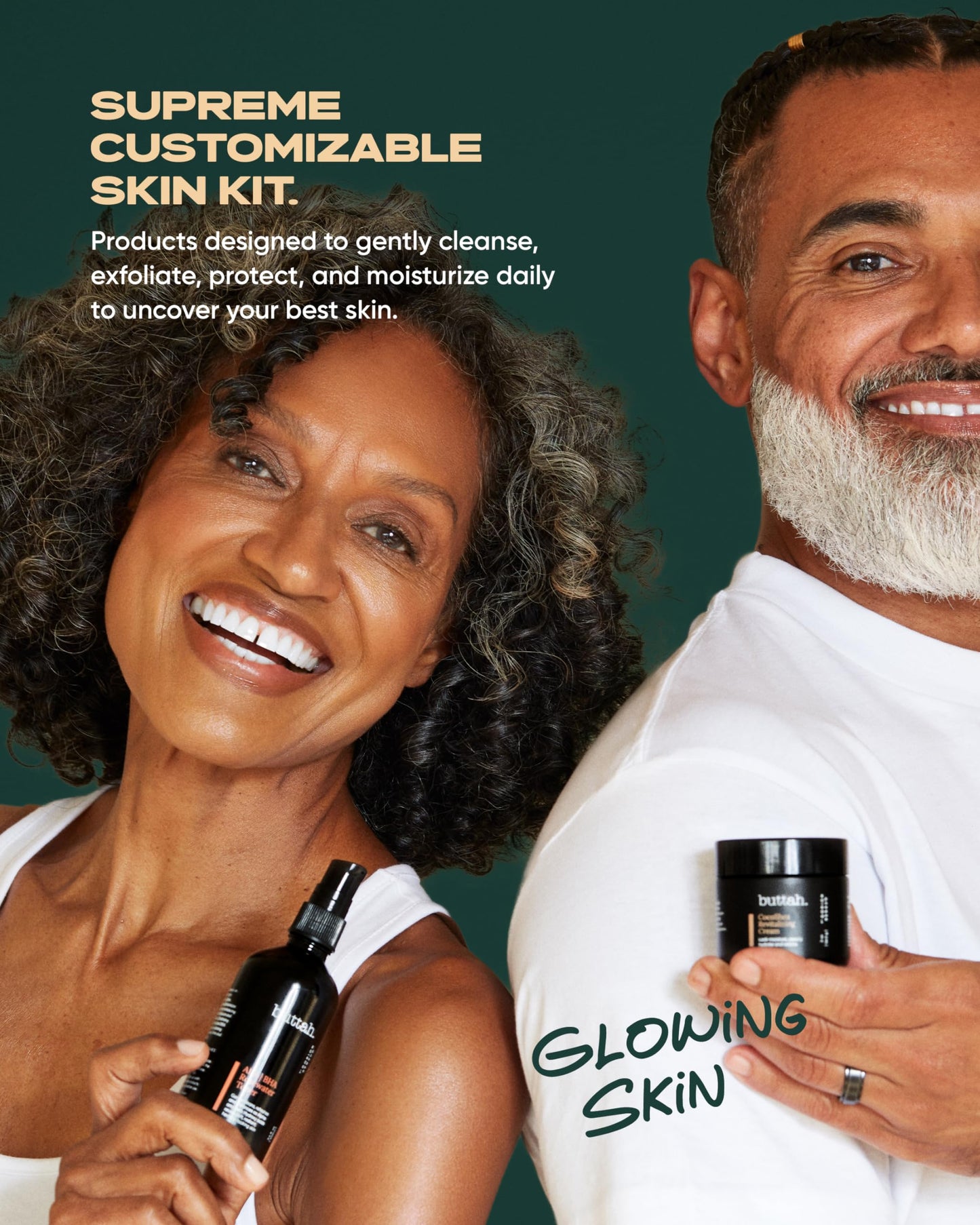 Buttah Skin Supreme Kit for Melanin-Rich Skin – CocoShea Cream, Vitamin C Serum, Cleanser & Rosewater Toner – Black-Owned Skincare