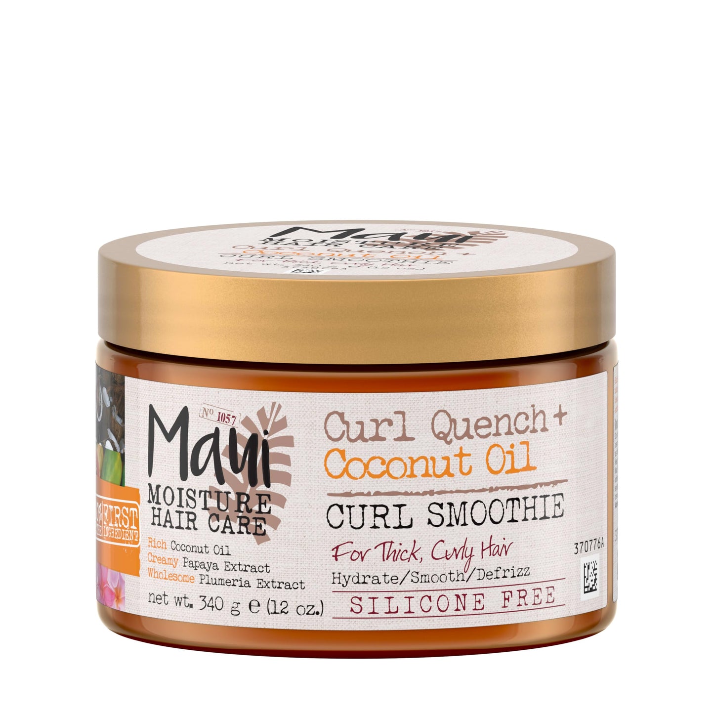 Maui Moisture Curl Quench + Coconut Oil Curl Smoothie, Hydrating Styling Cream for Curly Hair with Papaya Butter, Tames Frizz & Softens, 12 oz