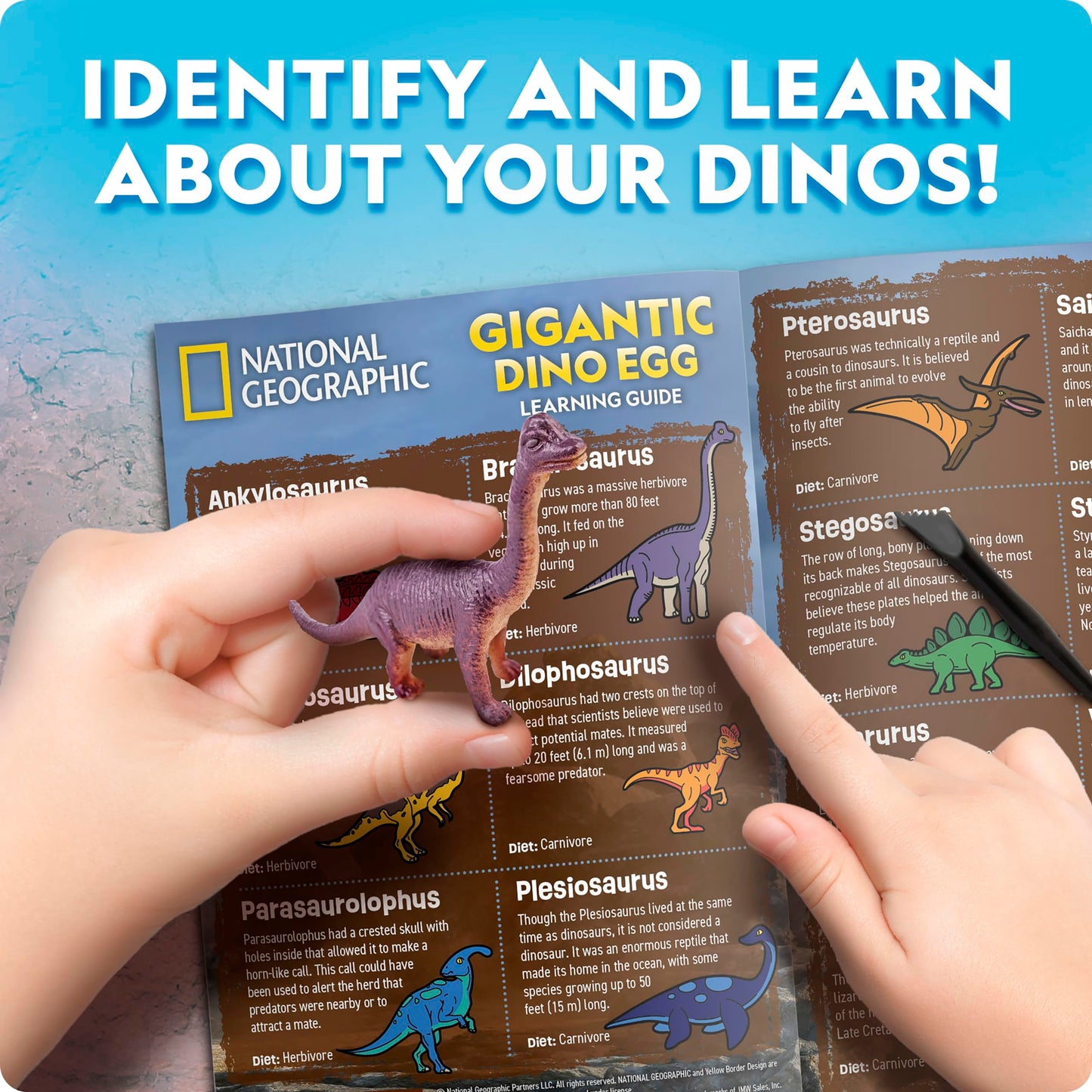 National Geographic Dino Egg Dig Kit – Excavate 12 Dinosaur Figures & T. Rex Tooth from 6" Brick | Educational Science Kit for Kids