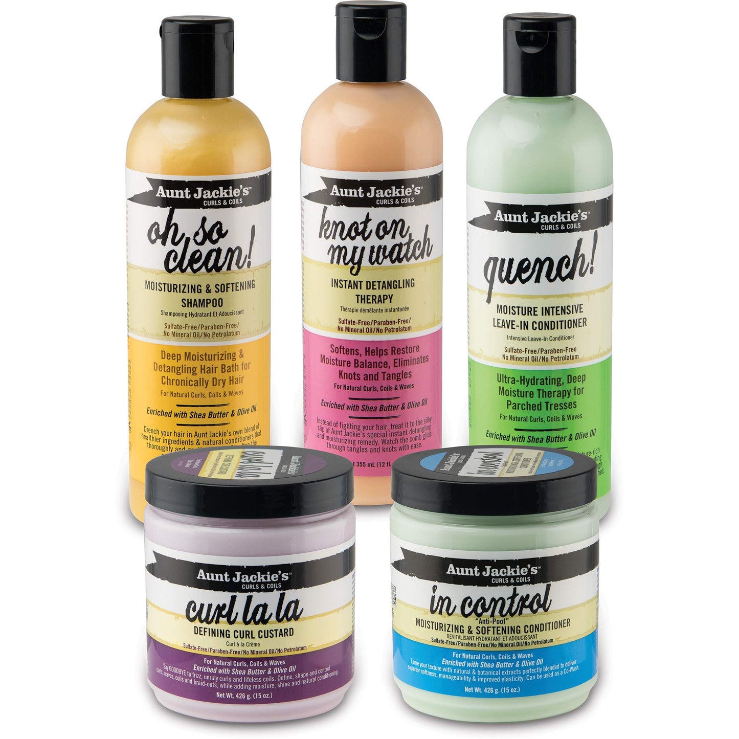 Aunt Jackie's Curls and Coils Knot On My Watch Instant Hair Detangling Therapy for Natural Curls, Coils and Waves, Enriched with shea Butter, 16 oz