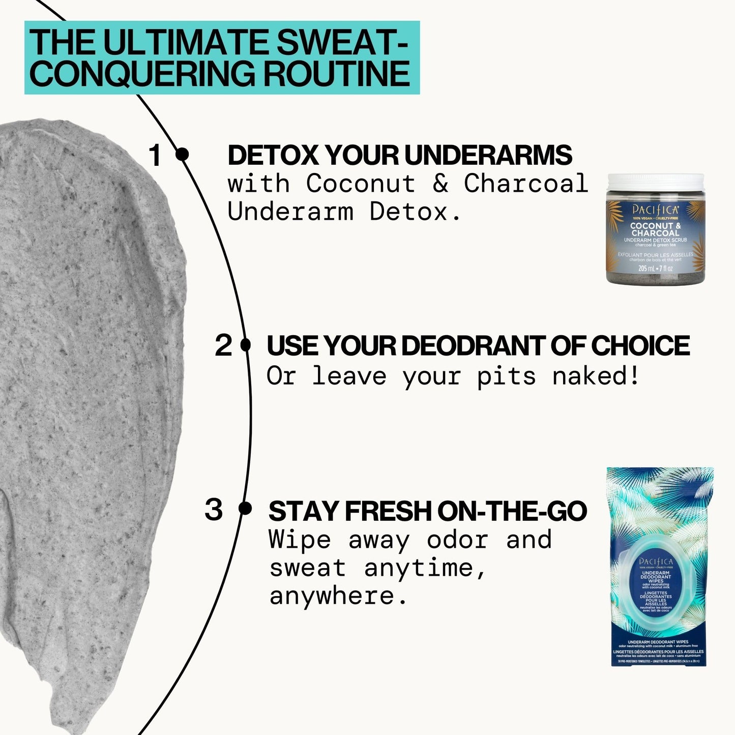 Pacifica Armpit Detox Scrub – Coconut & Charcoal Exfoliating Underarm Body Care, Aluminum-Free, Vegan & Sensitive Skin Safe, 7 fl oz