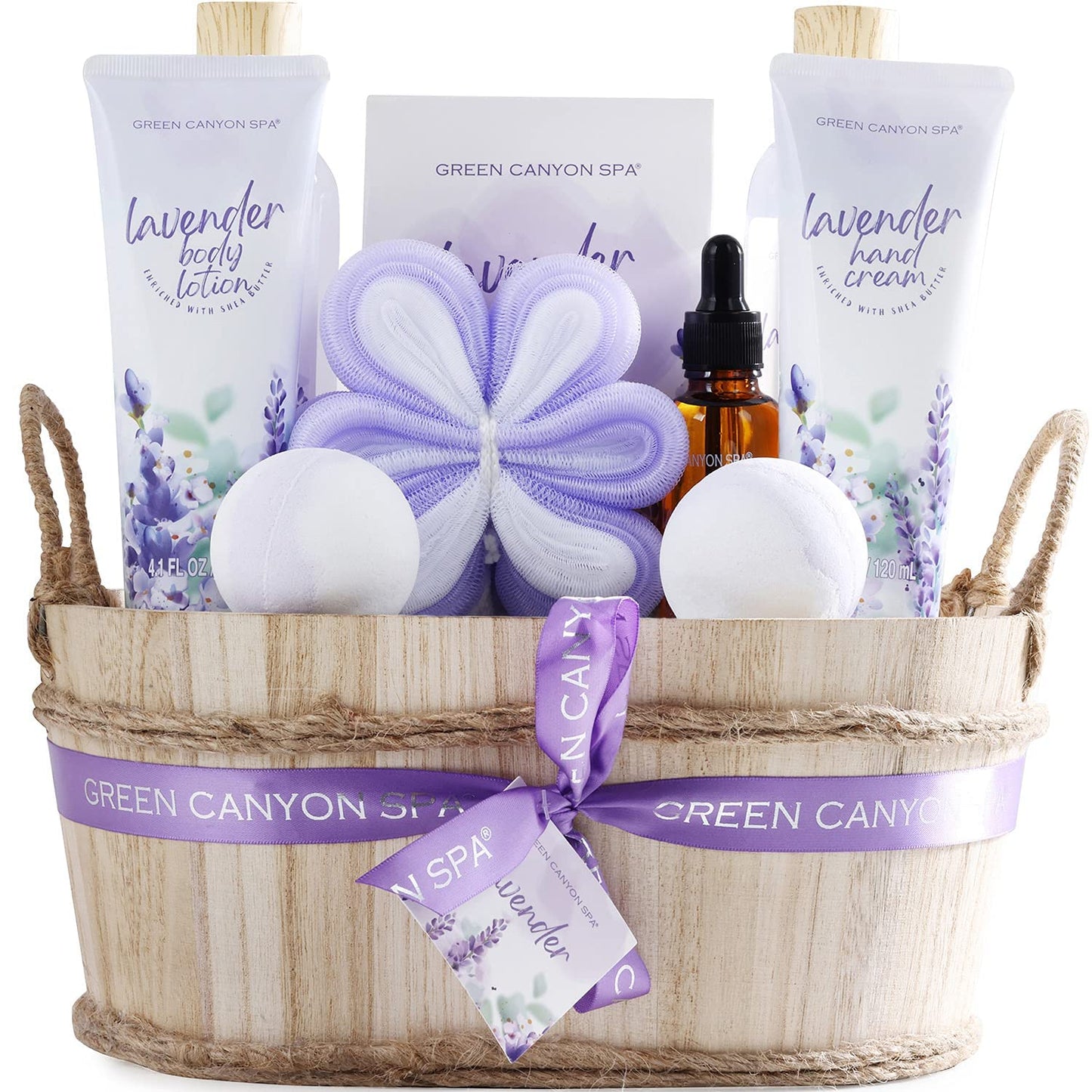 Green Canyon 11-Piece Lavender Spa Gift Set for Women – Bath, Body Lotion, Essential Oils, Relaxation Gift Basket for Her